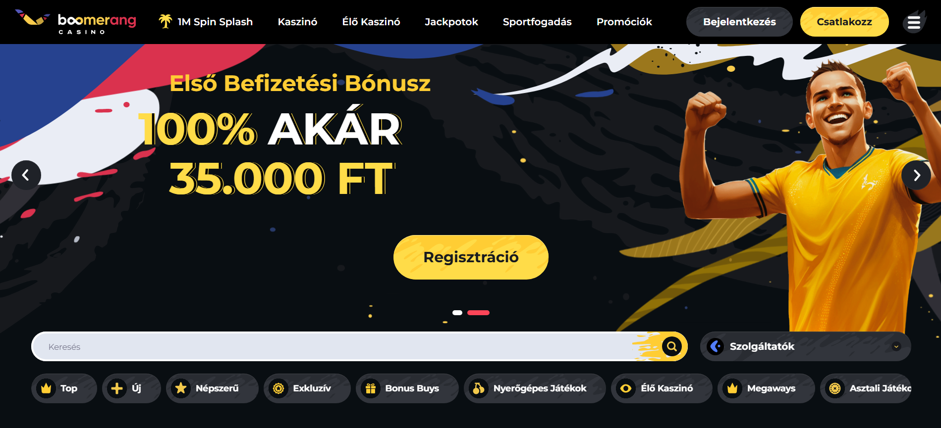 A Boomerang Kaszinó hivatalos weboldala