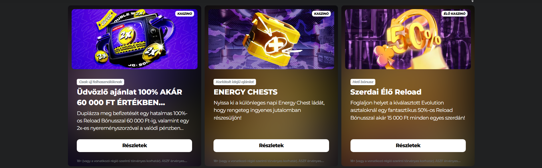 Bónuszok és promóciók EnergyCasino-ban