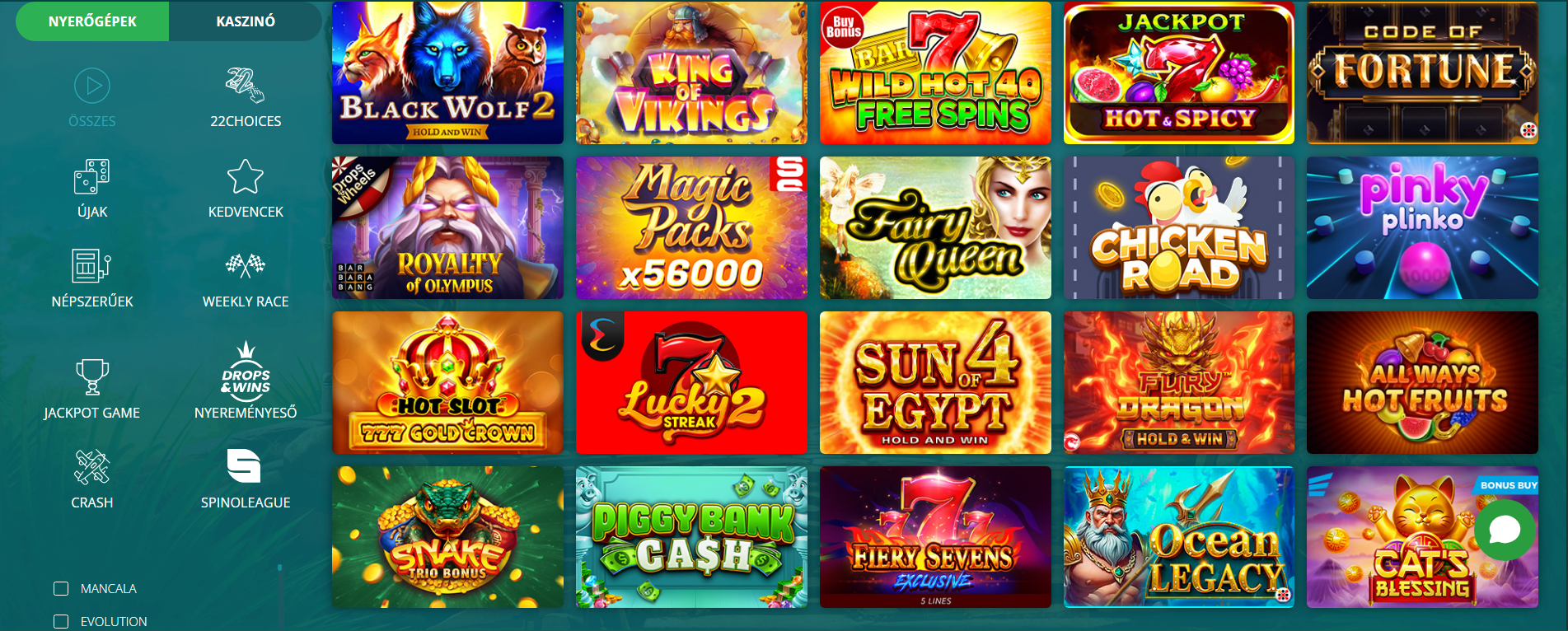 Online kaszinó nyerőgépek 22Bet